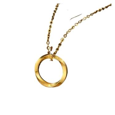 Imagem de Colares masculinos, colar redondo com pingente de aço inoxidável, acessórios versáteis, Dourado, One Size