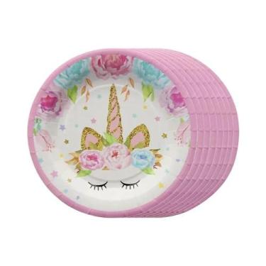 Imagem de Decorações De Festa De Aniversário De Unicórnio Para Meninas, Pratos, 