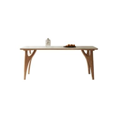 Imagem de Mesa de jantar, madeira maciça, mesa de jantar, simples, moderna, nórdica, retangular, mesa de jantar, mesa de recepção, mesa de cozinha moderna