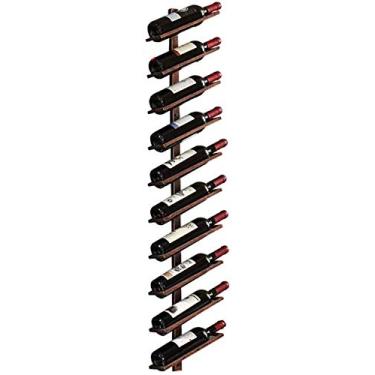 Imagem de Prateleiras de vinho rústicas montadas na parede com suporte de vidro/rack de vinho pendurado/rack de armazenamento de garrafas/prateleira de metal de 2 camadas prateleiras flutuantes/sala de estar