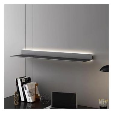 Imagem de Prateleiras de parede prateleiras flutuantes prateleira de exibição flutuante com luzes de LED, prateleiras emissoras de luz de liga de alumínio prateleira criativa para bar de entrada, bancada, sala