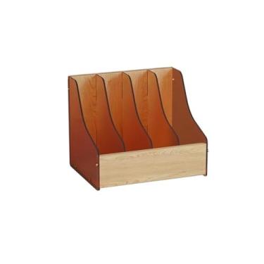 Imagem de Escritório Suporte de acrílico para arquivos revistas, 4 compartimentos, suporte para arquivamento documentos em papel Organizador de mesa(Natural)