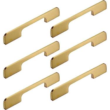 Imagem de Puxador de gaveta, puxadores de armário de latão, puxadores de armário da moda, puxadores de móveis dourados, puxadores de armário, puxadores de porta de barra, puxadores - Gold3 ||Hole centers: 64 mm