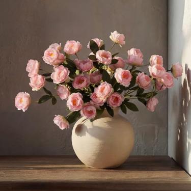 Imagem de Craftsatin Pacote com 6 flores de peônias artificiais de 81 cm para vaso (vaso não incluído) - 6 hastes de peônia sintética com 42 cabeças de seda, flores falsas de caule longo para buquês