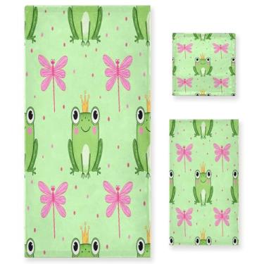 Imagem de xigua Conjunto de toalhas de banheiro com sapos fofos, absorvente e macio, toalha de banho de 3 peças, toalha de mão, toalhas decorativas para banheiro, academia, hotel, praia, piscina