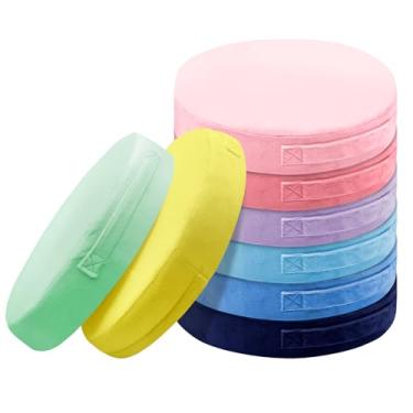 Imagem de Lifup 8 almofadas redondas de chão para crianças, almofadas de assento flexíveis de pelúcia de 38 cm com alças, assentos de cadeira macios para sala de aula, creche, pré-escola, sala de jogos, canto
