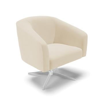 Imagem de Poltrona Decorativa Giratória Cromada Stella Linho Bege D03 - D'Rossi