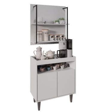 Imagem de Aparador Cantinho do Café e Painel 2 Prateleiras Flora M24 Branco - Mp