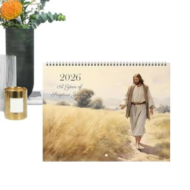 Imagem de Calendários 2026, planejador de diário anual cristão - Calendário suspenso para decoração de parede para reuniões, uso diário, escola, escritório, dormitório, sala de aula, família, casa, local de