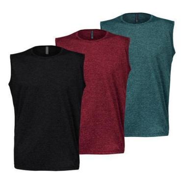 Imagem de Kit 3 Camisetas Regata Machão Dry Masculina Fitness-Masculino