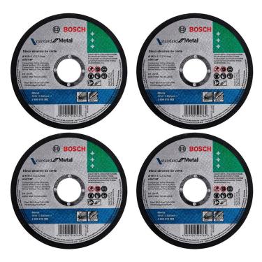 Imagem de Kit 04 Discos De Corte Para Esmerilhadeira Inox 4.1/2 7/8 Standard Reto Profissional -...