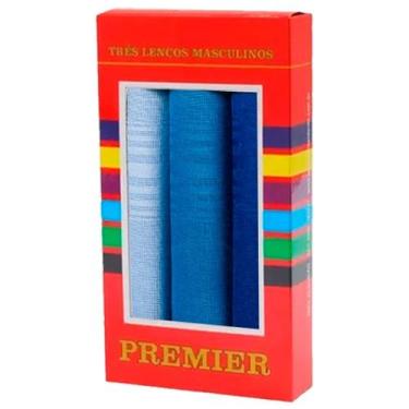 Imagem de Lenços de Bolso 100% Algodão Premier 32x32 cm - Caixa com 3, Azul, 240