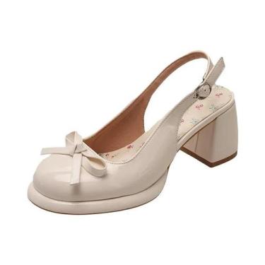 Imagem de Sandálias Femininas De Verão Com Salto Grosso Estilo Floral Doce E Laç