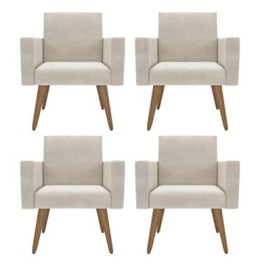 Imagem de Kit 4 Cadeira Para Recepção Barbearia Sala De Espera Lina - Móveis Maf