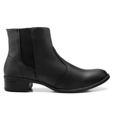 Imagem de Bota Feminina Casual Lisa Confortável Dia A Dia Salto Baixo Cano Curto Zíper-Feminino