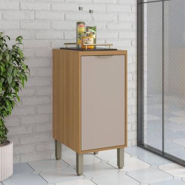 Imagem de Balcão de Cozinha 40 Cm Colors 1 Porta 100% Mdf Freijó/Níquel - Kits Paraná