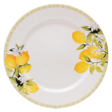 Imagem de Jogo Pratos De Jantar Raso Limão Siciliano 24cm Branco Cerâmica - Lyor