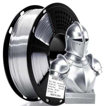 Imagem de Filamento PLA de 1,75 mm, Filamento de impressora 3D Geeetech Seda PLA 1,75 mm para impressora 3D e caneta 3D, 1 kg 1 carretel, Silk Silver