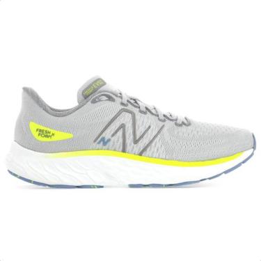 Imagem de Tênis New Balance Fresh Foam X Evoz V3 Cinza e Amarelo - Masculino, 42