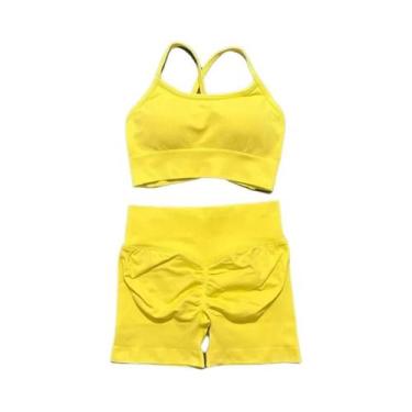 Imagem de Conjunto De Yoga Feminino Sem Costura Com Sutiã Sem Costas, Calça De C