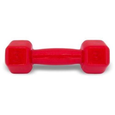 Imagem de Halter Sextavado Emborrachado 3kg. S58 - Acte - Pé de Apoio, Ff0000