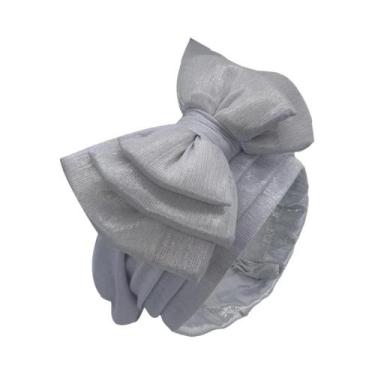 Imagem de Touca Turbante Africana Dourada Multicamadas Com Laço Elegante Para Mu