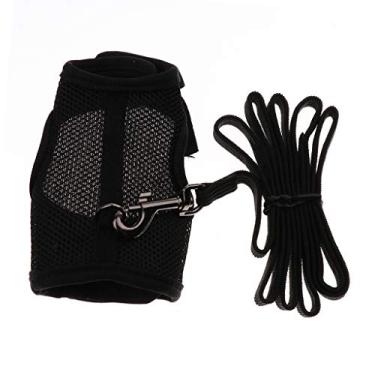 Imagem de Baoblaze Pet Supplies colete arnês e coleira para hamster Rabbit – Preto P
