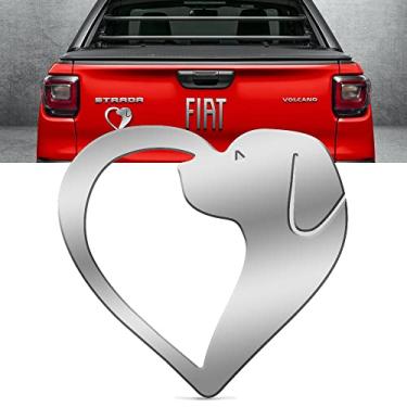 Imagem de Emblema Adesivo Decorativo Cromado Coração Gato Relevo