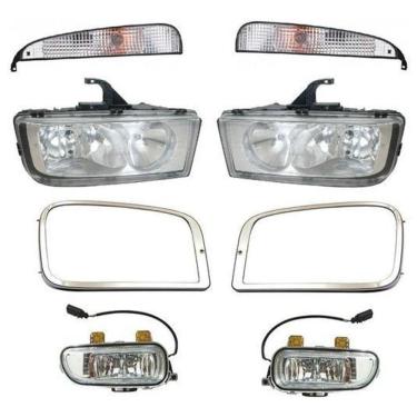 Imagem de Kit Farol Principal Auxiliar Moldura Mercedes Benz Mb Axor