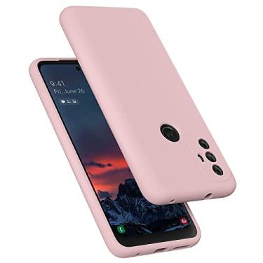 Imagem de E Segoi Capa para Moto G Power 2022, capa de borracha de gel de silicone líquido à prova de choque forro de microfibra macio compatível com Motorola Moto G Power 2022 6,5 polegadas (areia rosa)