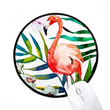 Imagem de DIYthinker Plantas Tropicais Flamingo Flores Mouse Pad Desktop Escritório Tapete Redondo para Computador