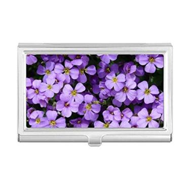 Imagem de Linda carteira romântica porta-cartões de visita com flores roxas
