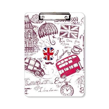 Imagem de Big Ben Bus Bandeira da Inglaterra Sketch Ilustração Prancheta Pasta Bloco de Escrita Placa de Apoio A4