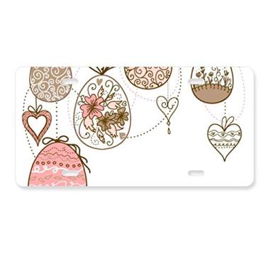 Imagem de DIYthinker Etiqueta de aço inoxidável para decoração de placa de licença de ovos coloridos para pendurar na Páscoa Religion