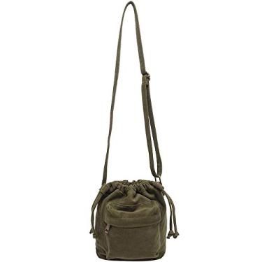 Imagem de Bolsa pequena de lona com mini bolsa transversal para celular, com alça ajustável e zíper, Verde