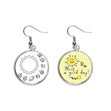 Imagem de Brinco Planetary Line Contorno Sistema Solar Ear Drop Sun Flower Jewelry Fashion