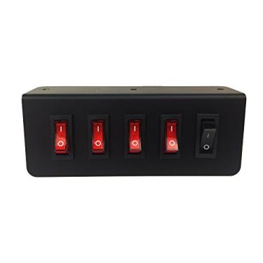 Imagem de Abrams Painel Taurus Premium 12V – (4) Interruptor basculante ON/Off com luz LED e (1) placa de interruptor momentânea - Fusível em linha 2 x 15 Amp - Dimensões: 14,6 cm C x 5,6 cm A x 4 cm P