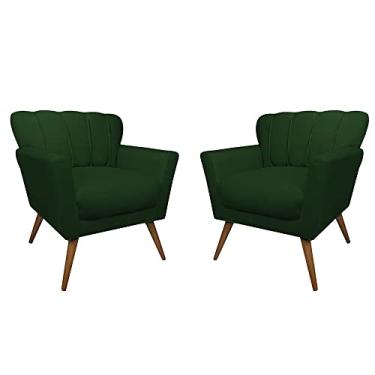 Imagem de Kit 2 Poltrona para Sala de Estar Estofada Quarto Escritório Clínica Leitura Paris (Suede Verde Musgo)