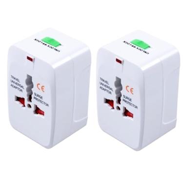 Imagem de Kit 2 Adaptadores Tomada Universal Padrão Internacional,110/220V Bivolt, Para Viagem EUA, Europa, Ásia, UK Reino Unido, Brasil, Argentina