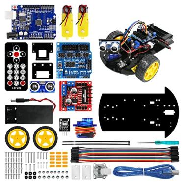 Imagem de LAFVIN Kit de Carro Robô 2WD com Módulo Ultrassônico, Compatível com Arduino IDE, Ensino de Robótica e Evitar Obstáculos para Crianças