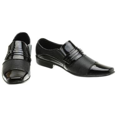 Imagem de Sapato Social Masculino Verniz Calce Fácil Conforto Metal