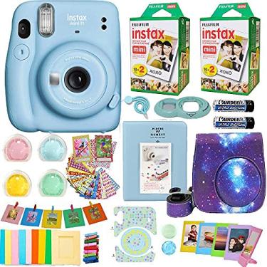 Imagem de Fujifilm Câmera Instax Mini 11 + filme instantâneo Fuji Instax (40 folhas) e inclui capa + molduras sortidas + álbum de fotos + 4 filtros de cor e mais pacotes (azul celeste)