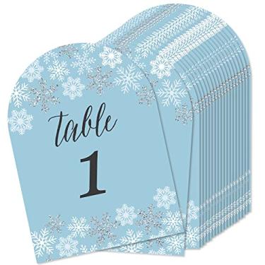 Imagem de Big Dot of Happiness Winter Wonderland – Cartões de festa de férias e casamento de inverno dupla face 12,7 x 17,7 cm – Números de mesa - 1-20