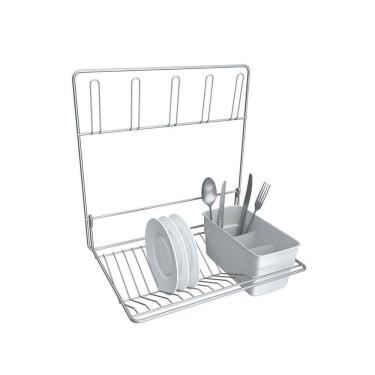 Imagem de Escorredor De Louça De Parede Com Porta Talheres - Stolf Branco