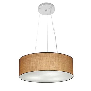 Imagem de Lustre Pendente Cilíndrico Cúpula Tecido 40x15 cm, Vivare Iluminação, Pendente4181 LP, Palha, Médio
