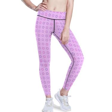 Imagem de KLL Leggings de ioga femininas sem costura com cintura alta capri atlética para mulheres com bolsos PP, Estrela sem costura, P