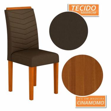 Imagem de Kit 2 Cadeiras Estofadas Lisboa Wood Mesa De Jantar Cin/marro