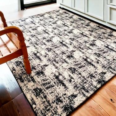 Imagem de Tapete para Sala Quarto e Escritório Artesanal em Algodão (Lavável a Máquina) Cor: Branco/Preto 1,50 X 2,00