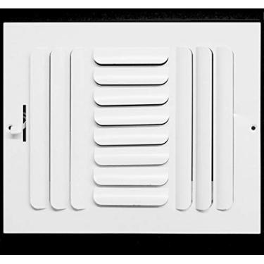 Imagem de 20,3 cm L X 10,16 cm A - Difusor de fornecimento de ar de lâmina curva fixa 3 vias - Capa de duto de ventilação - Grade de Grade - Parede lateral ou teto - Alto fluxo de ar - Branco
