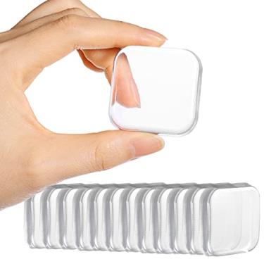 Imagem de Protetor de parede para batente de porta – protetor de para-choque de maçanetas de porta, autoadesivo resistente, macio e transparente, gel absorvente de choque lavável e reutilizável para escritório em casa (quadrado espesso, 12 peças)